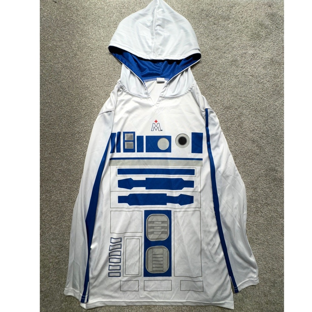 Minnesota Twins Star Wars‎ Night R2-D2 Hoodie Mens Small White Blue SGA MLB